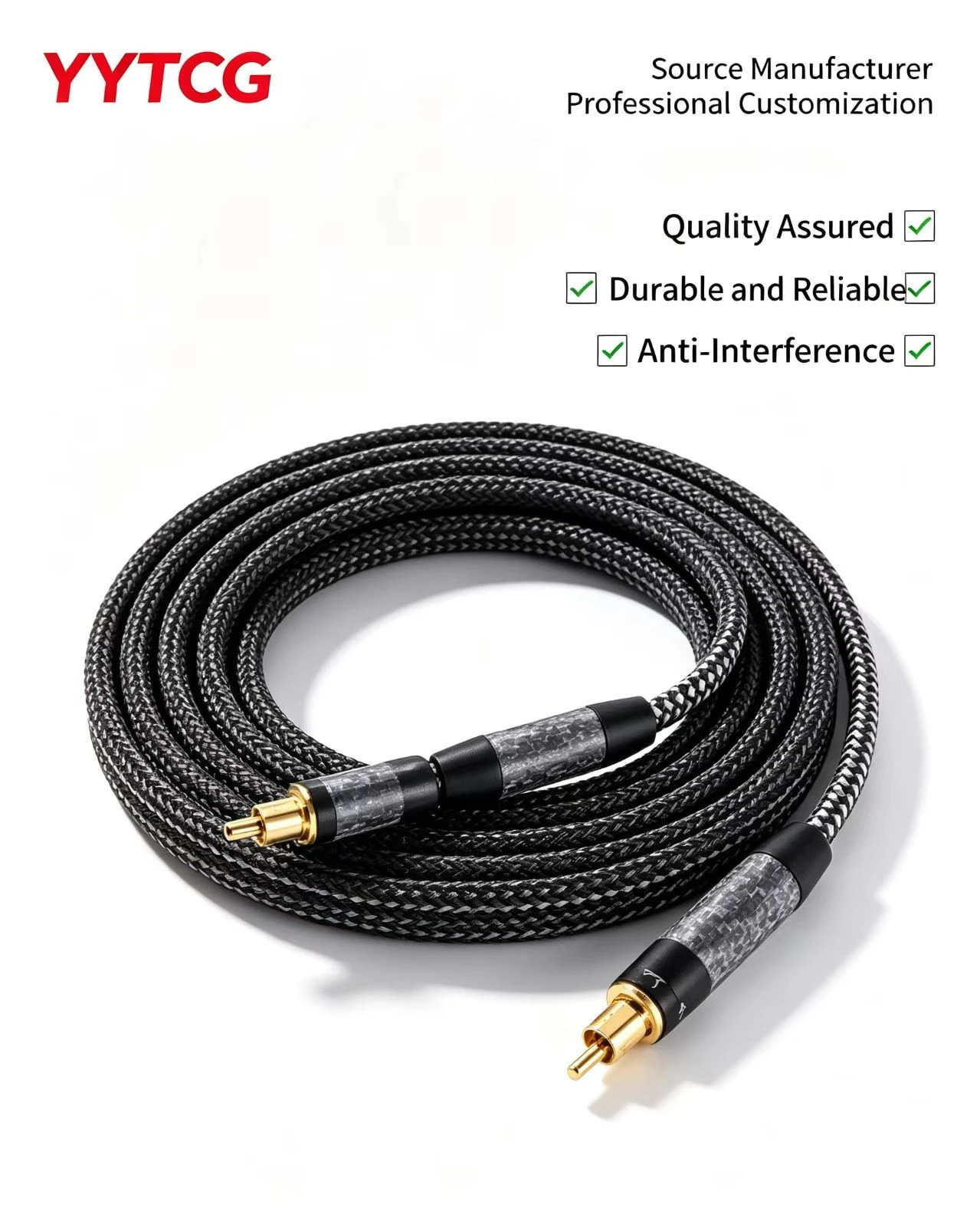 Durable PVC Cotton Woven Optical Audio Cable for Amplifier Sound Card with Golden Plated Copper Plug