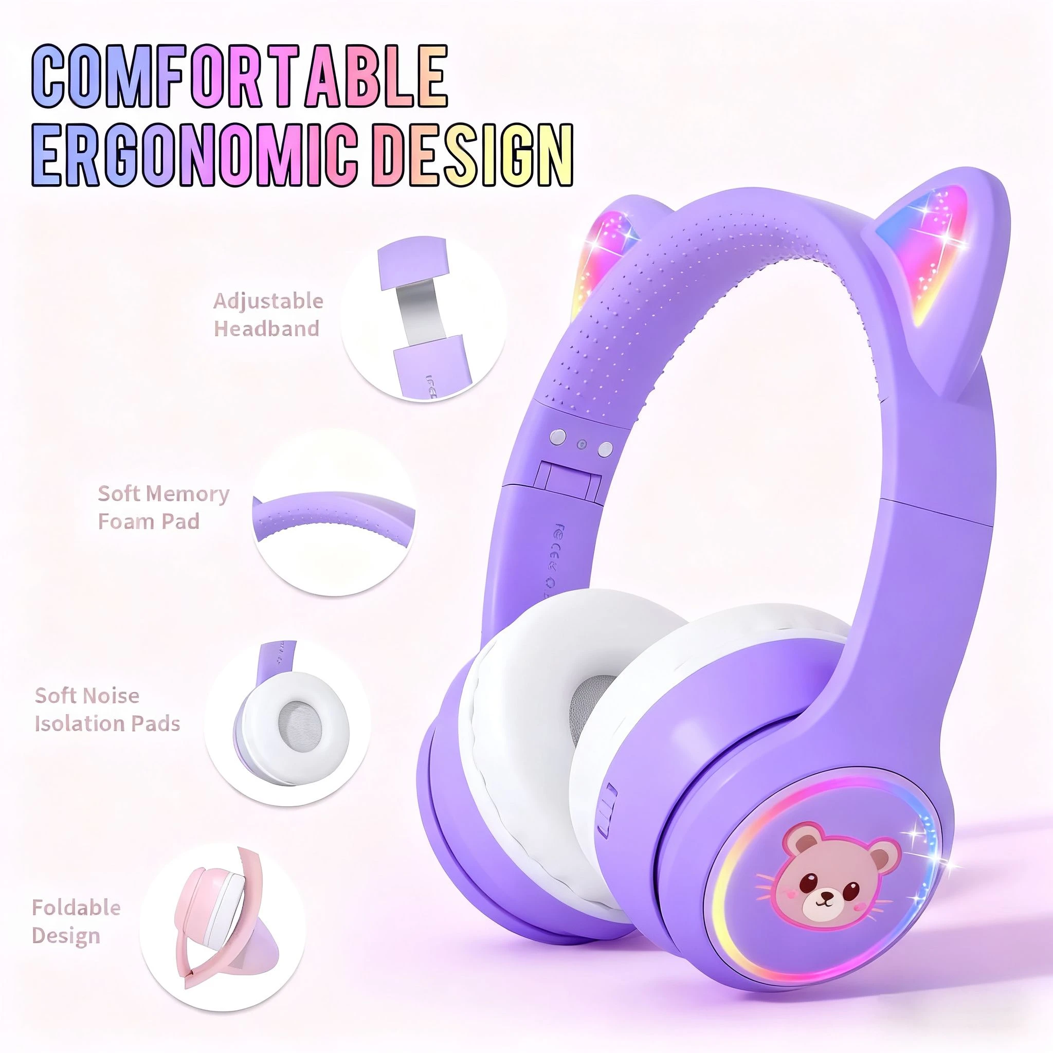 Durable Wireless Headphones for Kids with Built-in Microphone