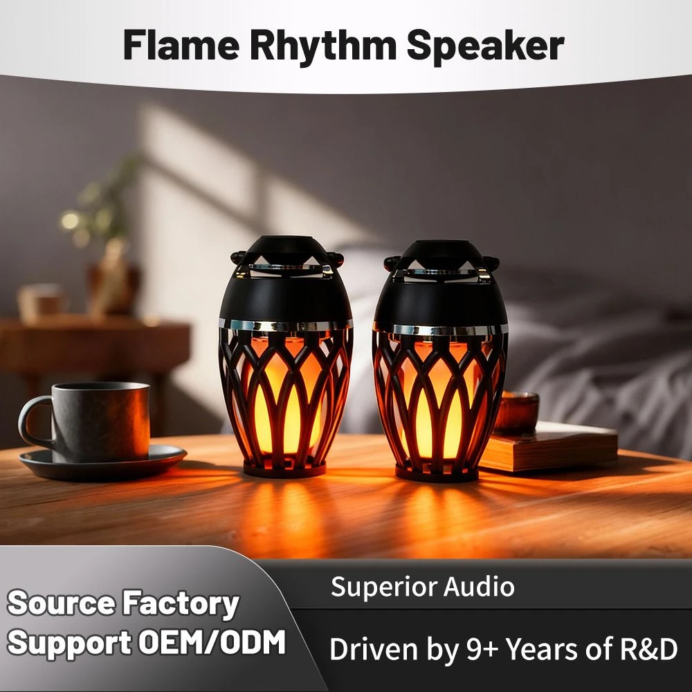Dynamic Flame LED Speakers Torch Atmosphere Outdoor Stereo Enhanced Bass Portable Outdoor Player Night Light Speaker