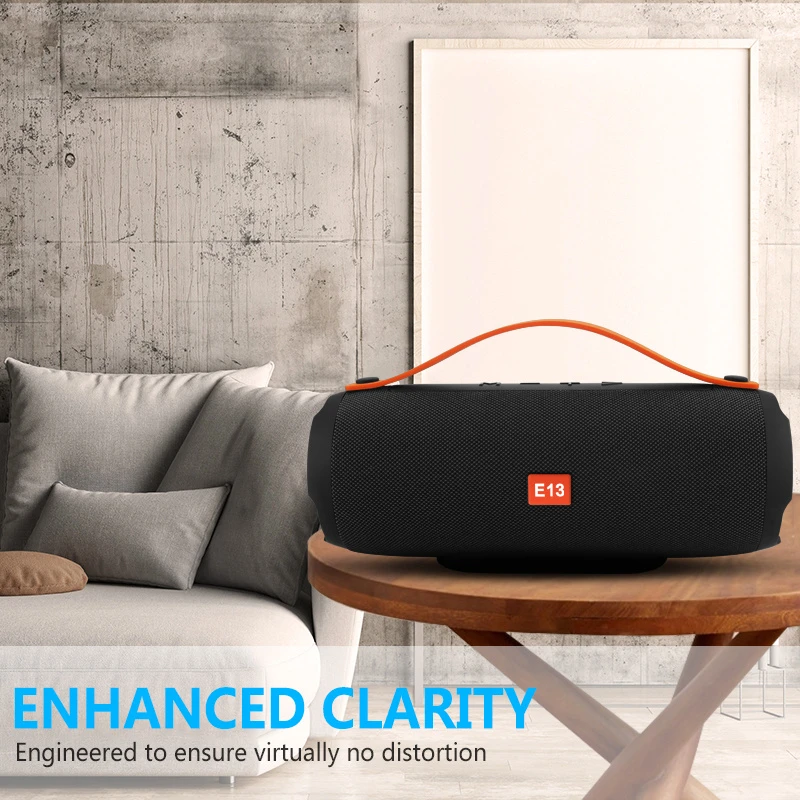 E13 Portable Wireless Speaker Bluetooth V4.2 Stereo Sound Speaker Wireless Deep Bass with Built-in Mic – Black