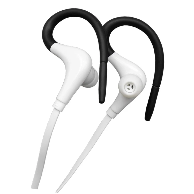 Earhook Style Wired Earbud Stereo Handsfree Sport Flat Cable in-Ear Earphone for All Mobile Phone