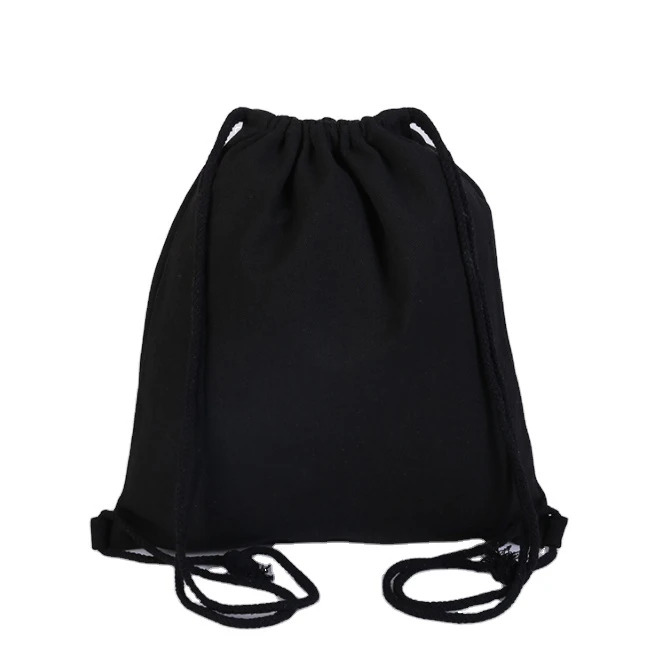 Eco Friendly Durable Drawstring Canvas Cotton Backpack Carrying Bag