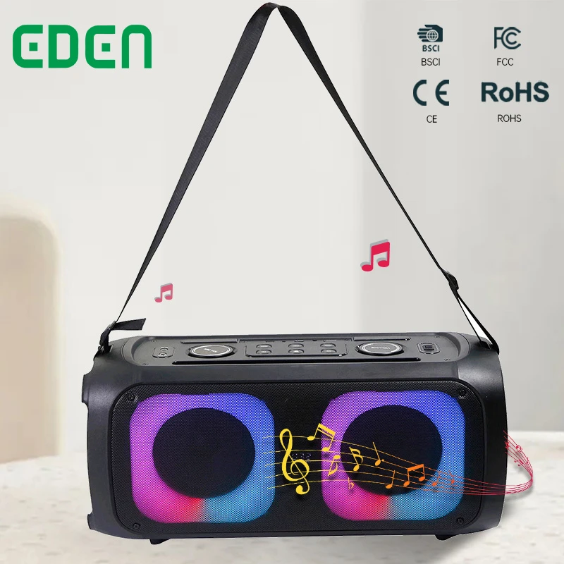 Eden Latest Design Multimedia PA Bluetooth Professional Outdoor Speaker with LED Lights Portable Party Box Sound Speaker with Mic