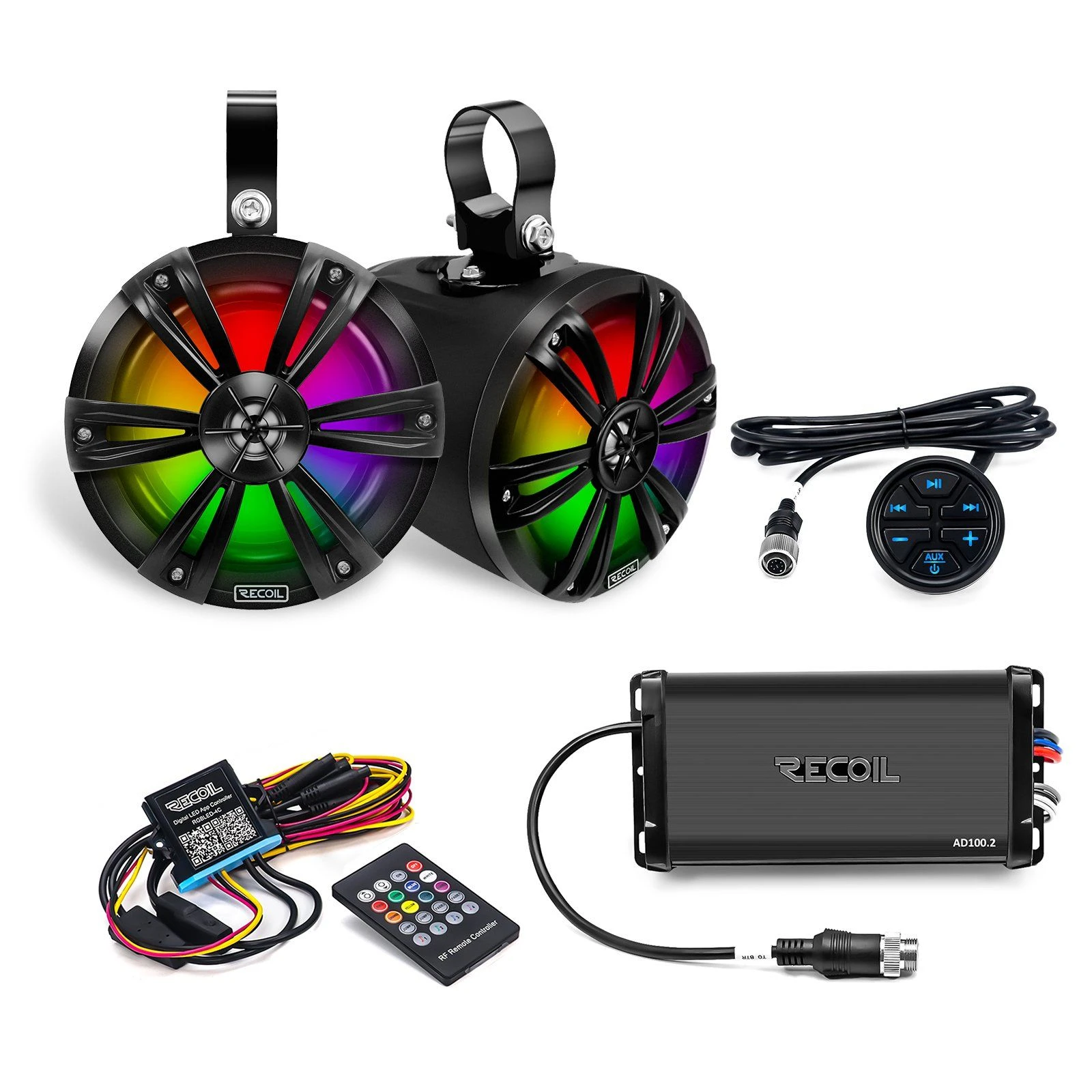 Edge R6-P Complete Ipx6 Waterproof 600 Watts Pair Speaker Audio System, Super Loud 6.5” Speaker Pods with Passive Radiator Kits