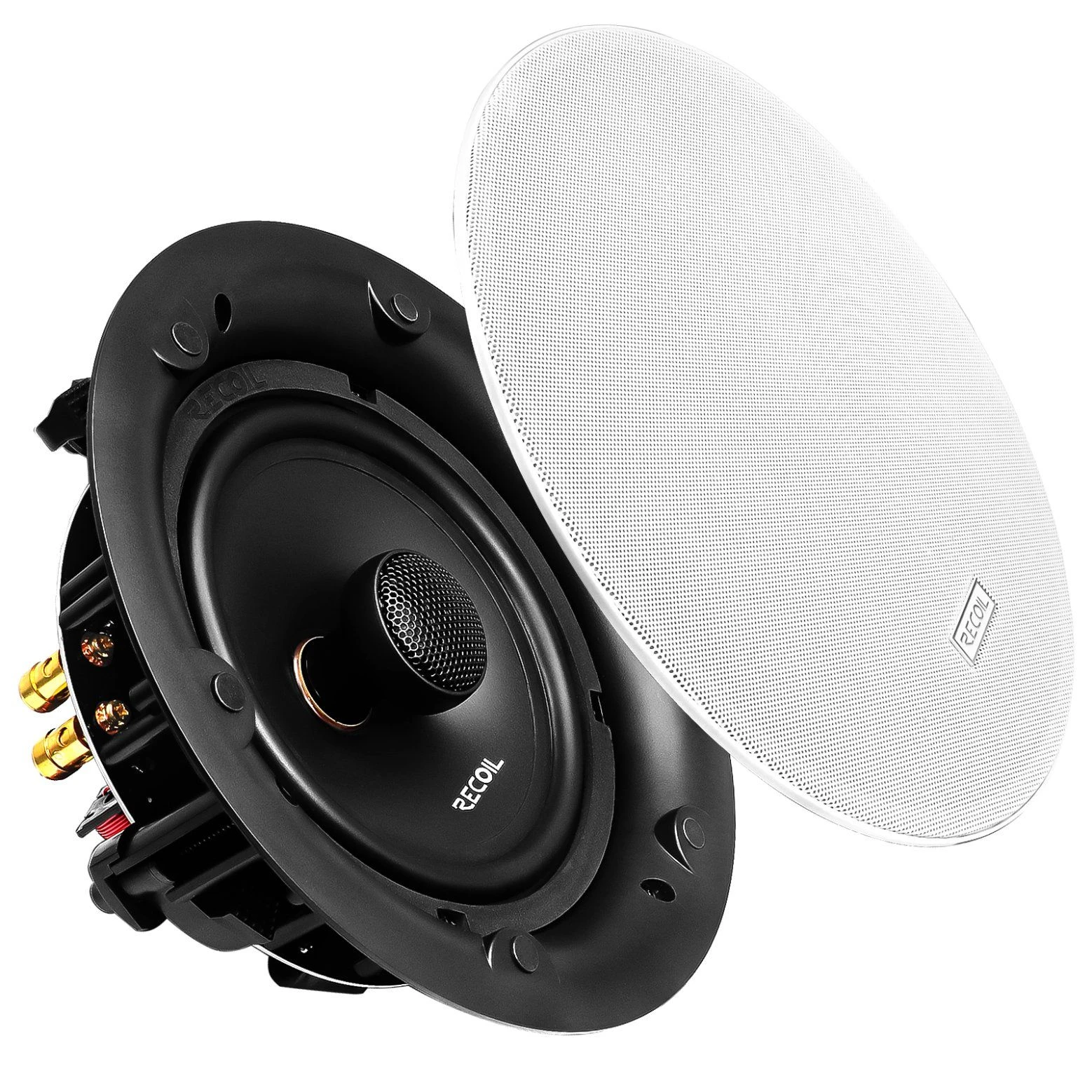 Edge RC8 2-Way Premium 8” in-Ceiling Speakers, Max 160 Watts Pair, Trimless Magnetic Grille, Pivoting Tweeter, Set of 2 Perfect for Damp and Humid