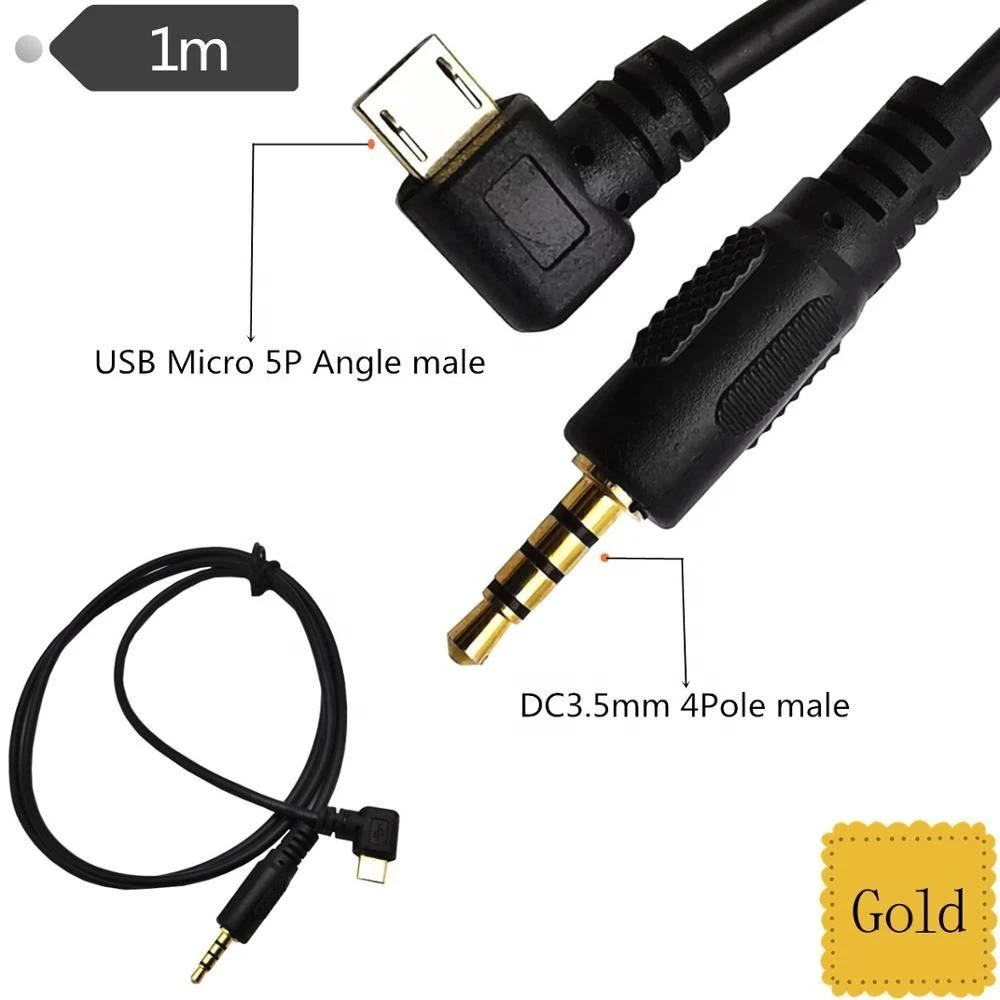 Elbow Angled 90 Deqree Micro USB Male to 3.5mm 4 Pole Male Stereo Audio Jack Adapter for Headphone Cable Angle Micro USB Adapter