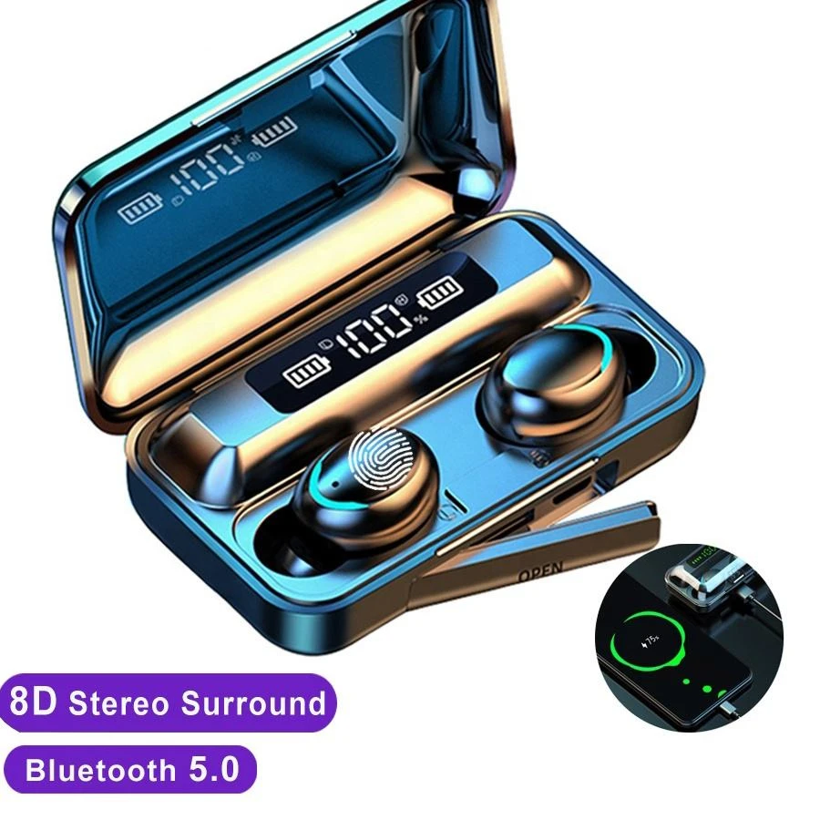 F9-5 Wireless Earbuds Tws Powerbank Sports Color Earbuds in-Ear Bluetooth Audio Earphones