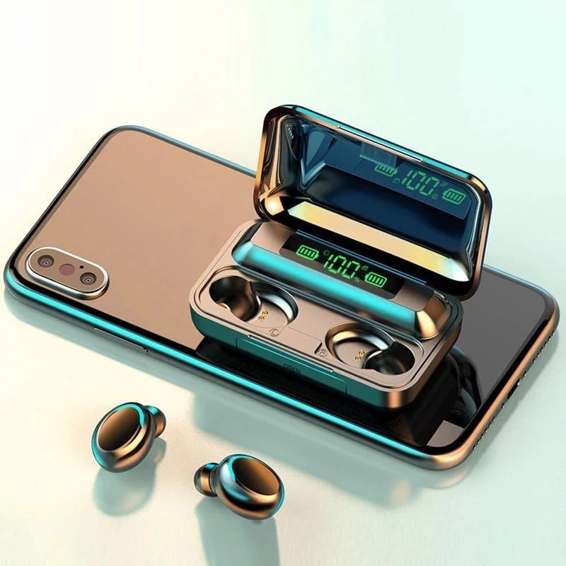 F9 Tws Bt5.3 True Wireless Headphones Headset Earbuds LCD Digital Electric Quantity Waterproof Noise Reduction Wireless Earphone