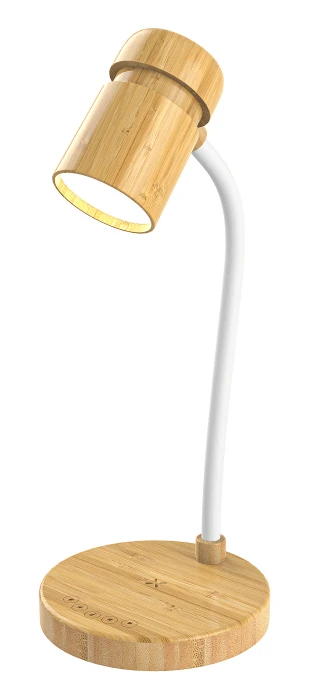 FSC Certified Bamboo Wireless Charger Lam with Portable Speaker