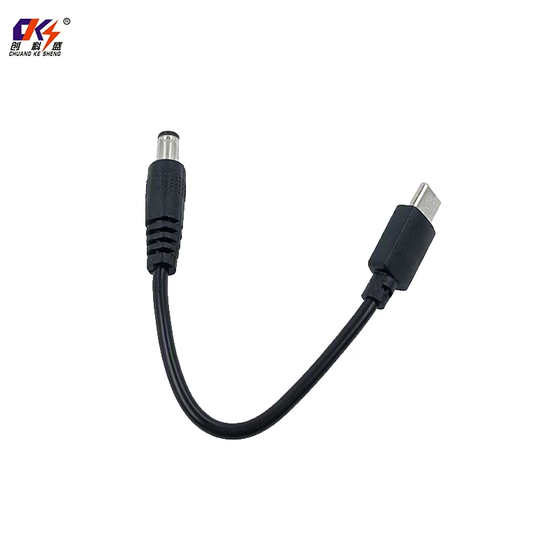 Factory Direct Sale 15cm DC 5.5*2.5mm Male to USB Type C Fast Charging Cable Copper PVC Wire Power Cable for WiFi Router Speaker