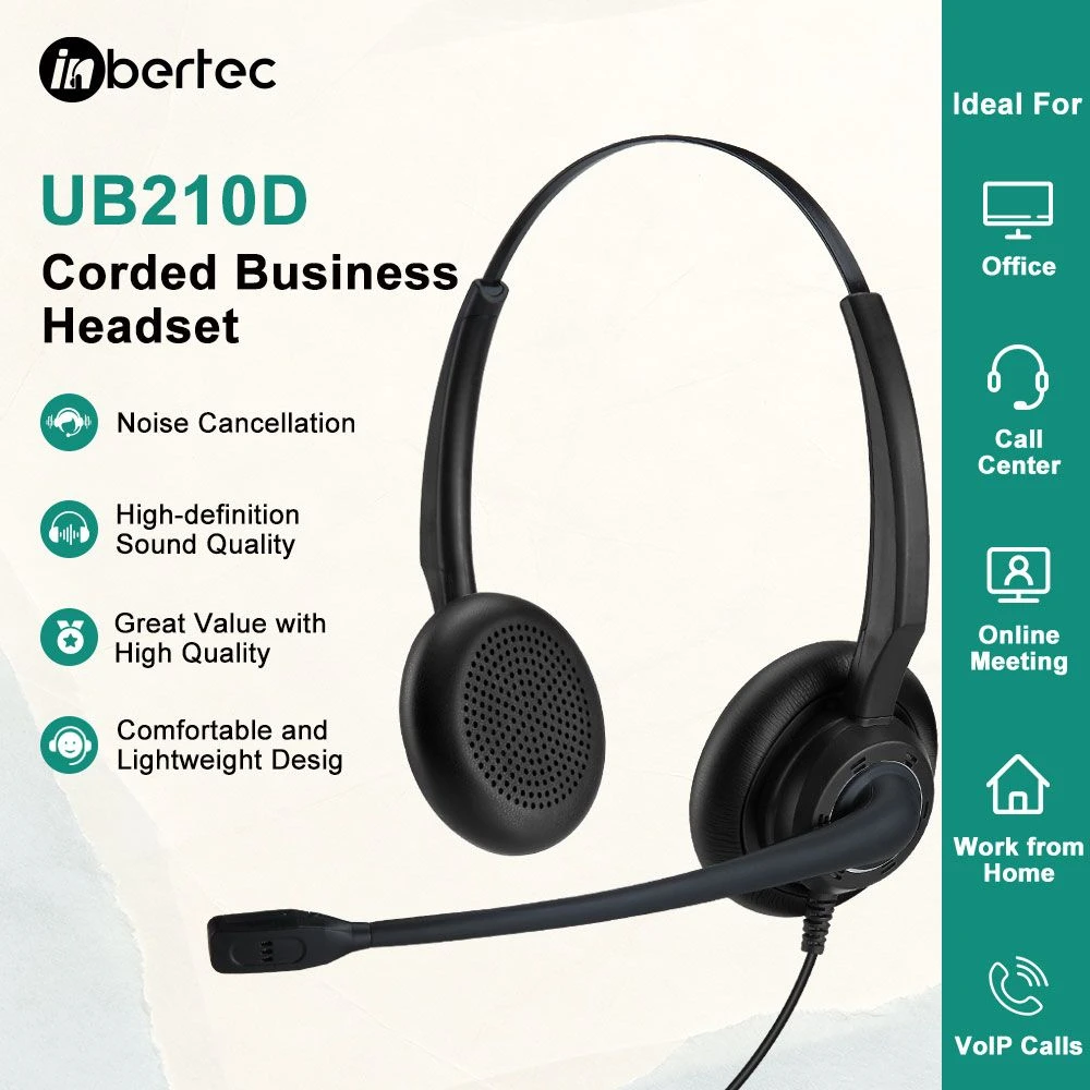 Factory Direct Ub210 USB Call Center Headset Noise Canceling Microphone Office Headphones