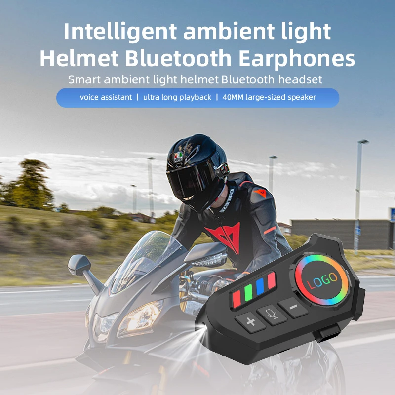 Factory Hot Sale K06 Waterproof Helmet Headset Voice Assistant Flashlight Atmosphere Light Motorcycle Helmet Wireless Earphones