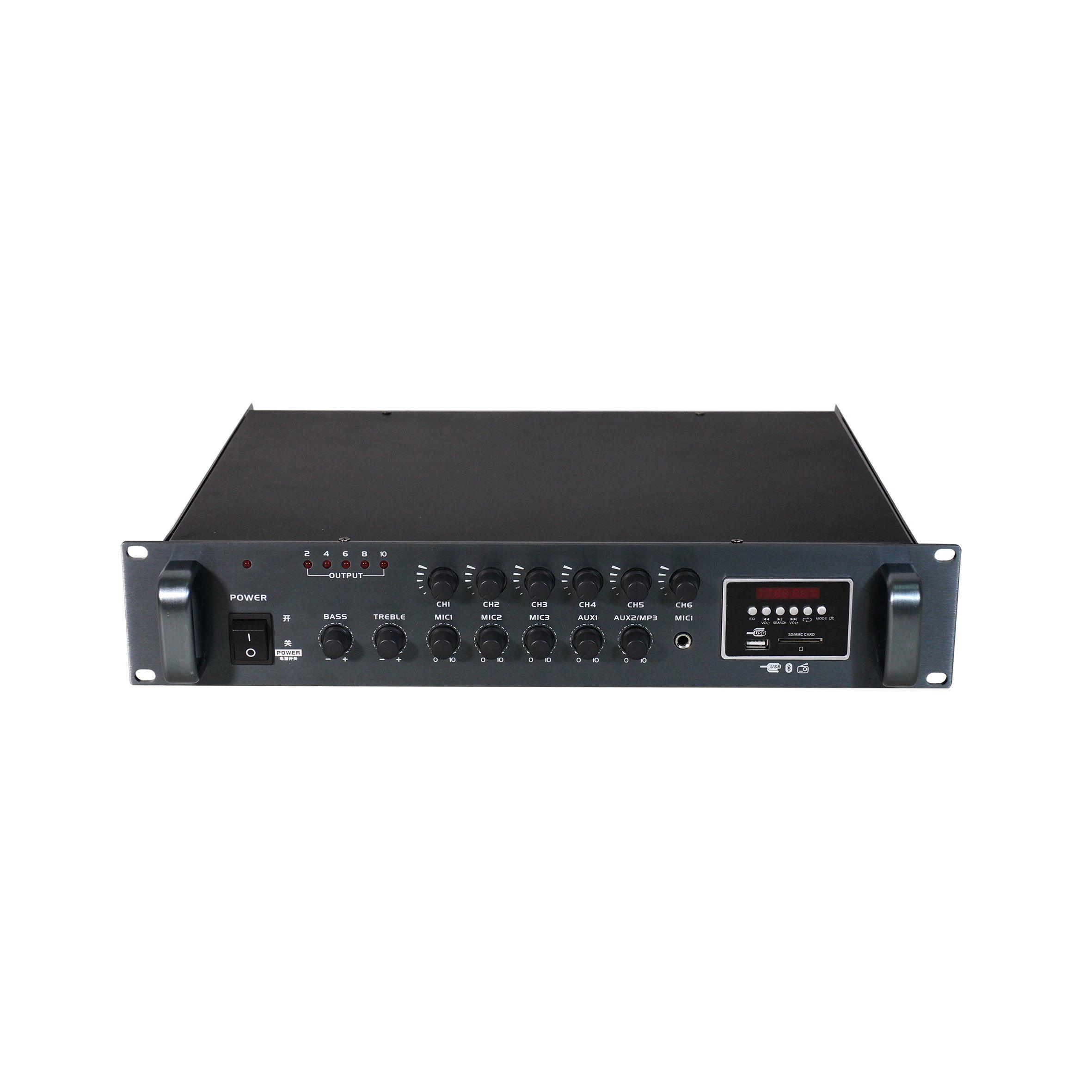 Factory Price 6-Zone 500W Mixer Amplifier with Audio Sources Built-in USB/SD/Aux/Tuner/Bluetooth High Performing