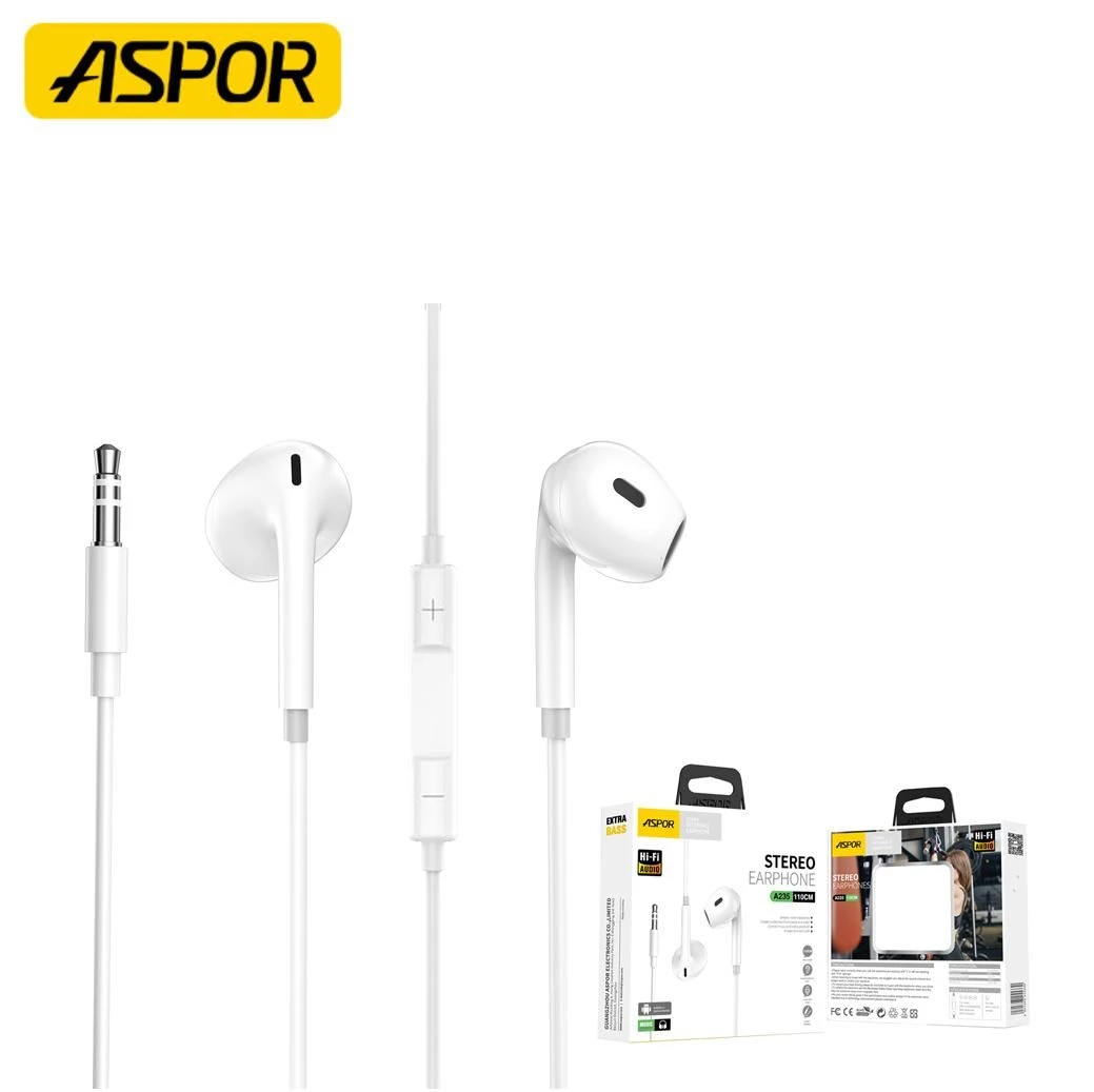Factory Price Mobile Phone Earphone DC 3.5mm Interface Line Length 110cm Deeper/Richer/Basstones Earphone with High Quality with Good Sounds for Aspor in China