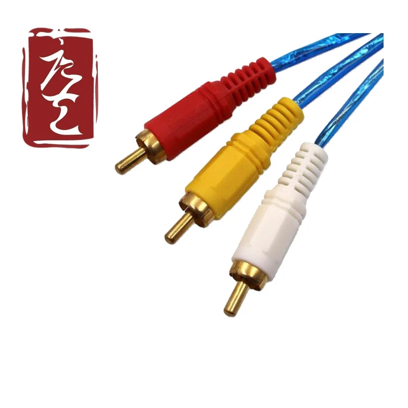 Factory Price Transparent Blue 3RCA to 3RCA Male Interconnect Cable RCA Cable