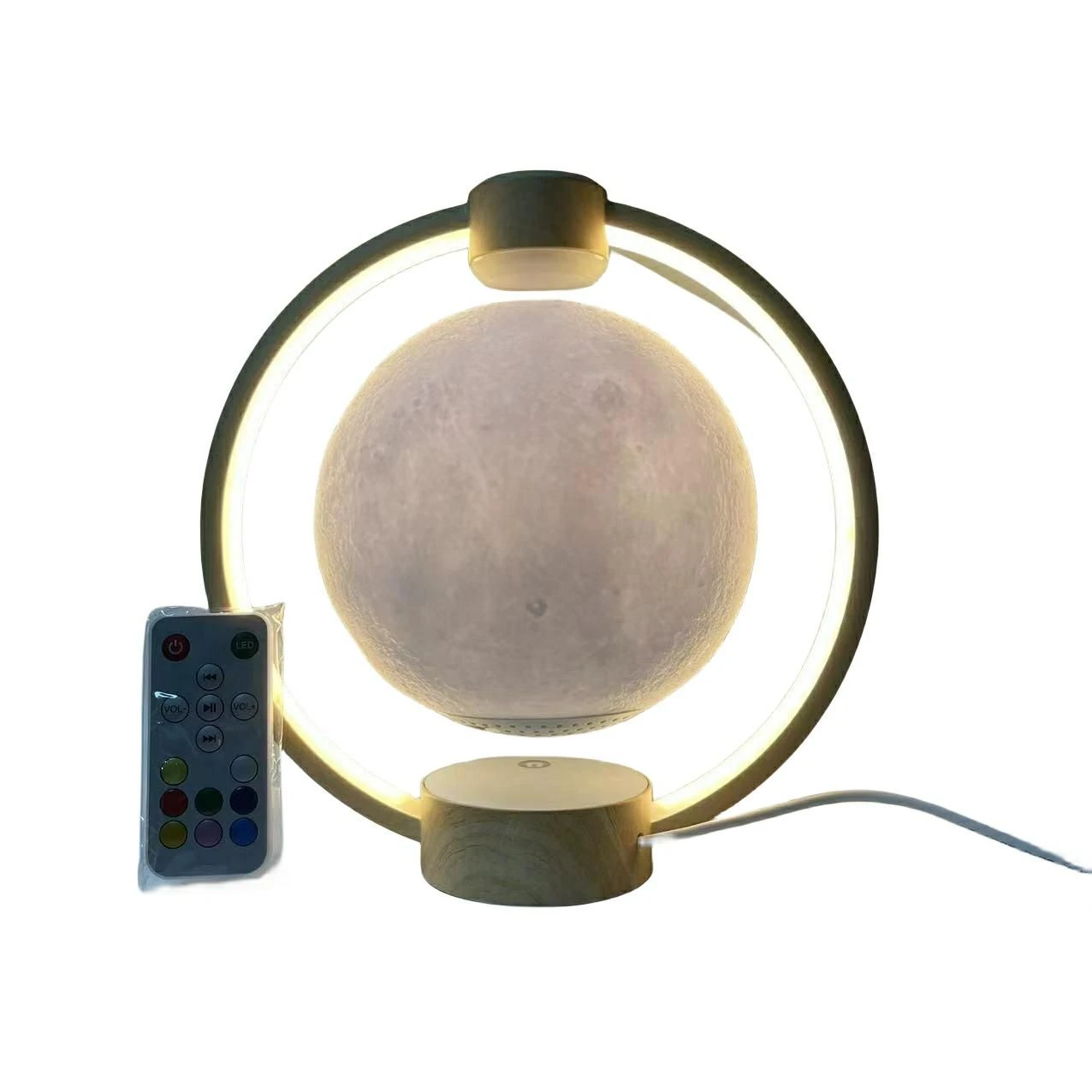 Factory Rechargeable Magnetic Levitation Floating Bluetooth Rbg Moon Speaker Sound Box with Rechargeable