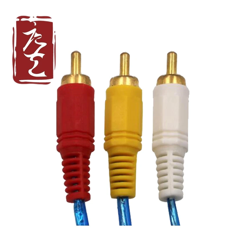 Factory Transparent Blue 3RCA Male to 3RCA Male with CE RoHS