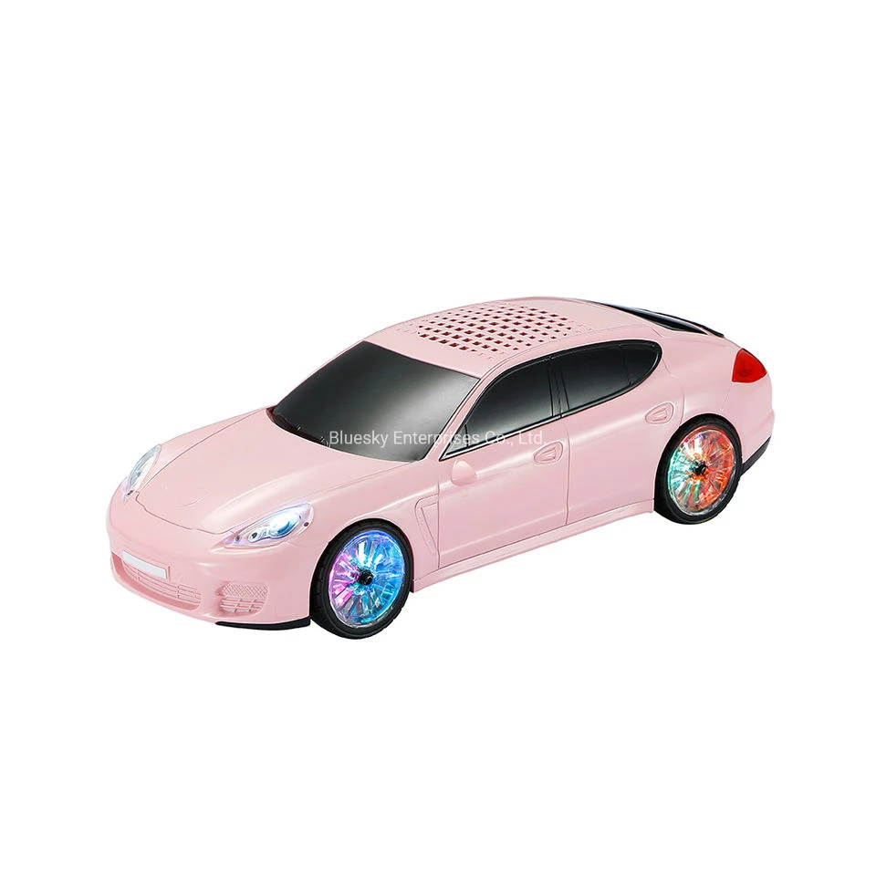 Fashion Car Toy Mini Portable Outdoor Speaker Kids Wireless Speaker with Flashlight