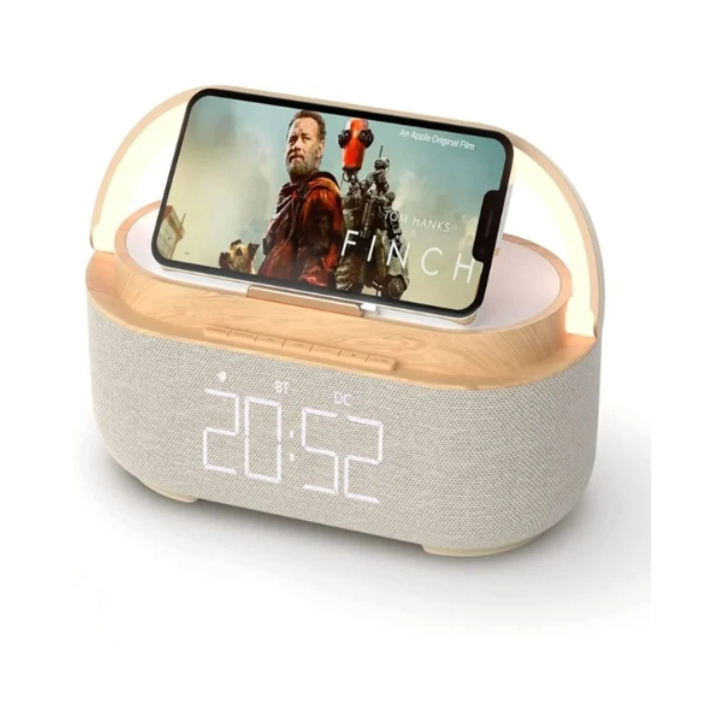 Fast Charging 15W Wireless Charger Bluetooth Speaker with Digital Alarm Clock