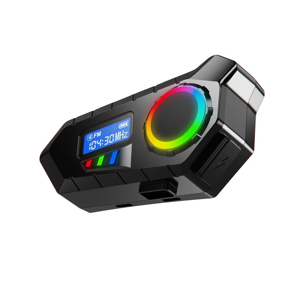Fast Charging Helmet Bluetooth Headset for Motorcycle Riders with Bluetooth 5.4, Ipx65 Waterproof, Noise Reduction, Cool Light Effect