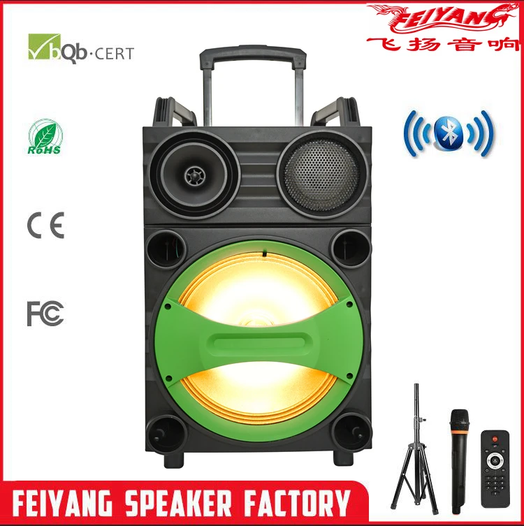 Feiyang/Temeisheng Speaker Wooden Box Speaker Trolley with Light and Bt Control 12inch Woofer with Color Net Outdoorsubwoofer F12-10