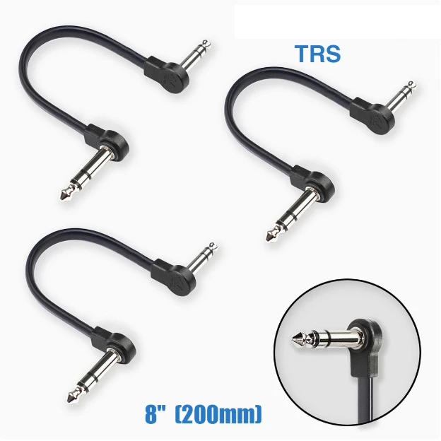 Flat Pedal Cable 6.35mm 1/4 Trs Right Angle Audio Patch Cable