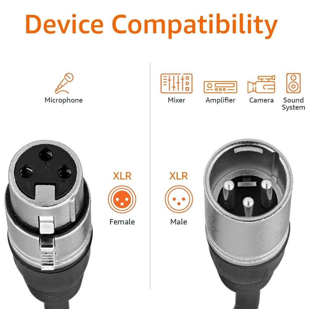 Flexible 24AWG Bare Copper Microphone Cable 3pin XLR Connector for Superior Sound