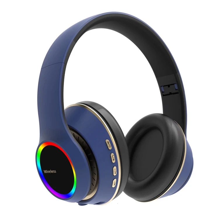 Foldable Stereo Portable Headphones Wireless Bluetooth Earphone with LED Colorful Light