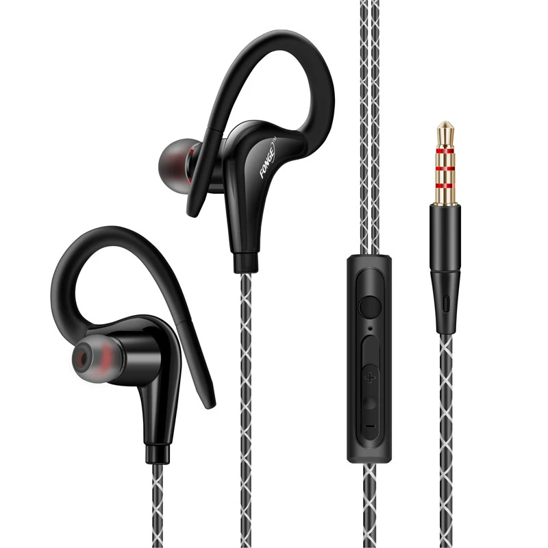 Fonge S760 3.5mm Wired Sport Headset Earhook Wire Control Music Calling Mobile Phone Earphone