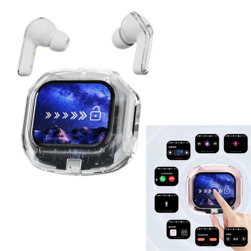 Full Color in-Ear Earbud with LCD Touch Controls – Gt-We-T290-Q20 White Earbuds