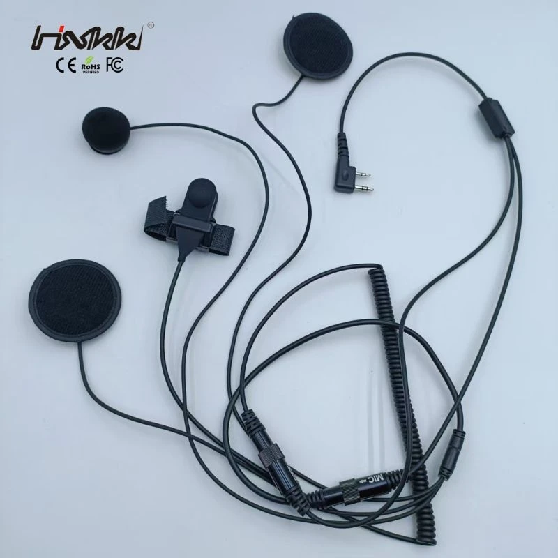 Full Face Intercom Wired Helmet Headset Motorcycle Headphone Boom Microphone with Finger Ptt for Walkie Talkie