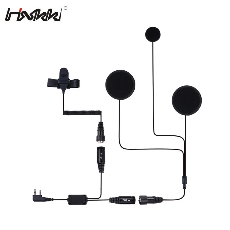 Full-Face Motorcycle Rider Helmet Wired Intercom Headset for Two Way Radio Communication
