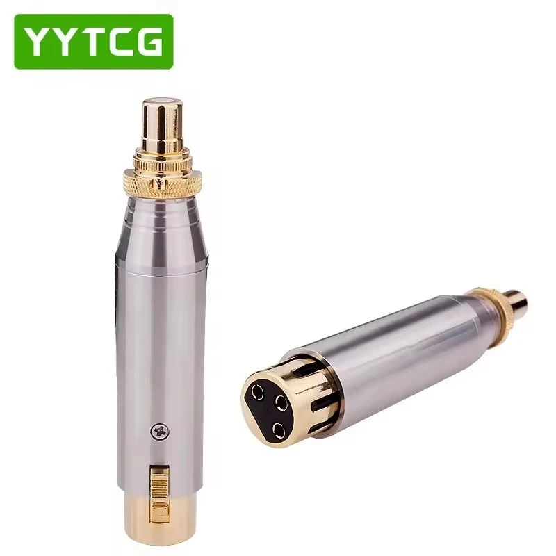 Full Metal Shield XLR Male to RCA Female Gold Plated Adapter, Low Noise Audio Transition Plug for Car Audio Professional Subwoofer System Retrofit Wiring