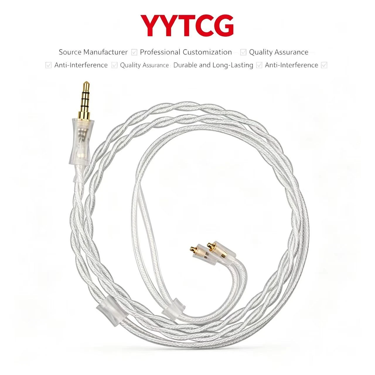 Furukawa Copper Silver Alloy Twisted Balanced Headphone Upgrade Cable 2.5mm MMCX 1.2m