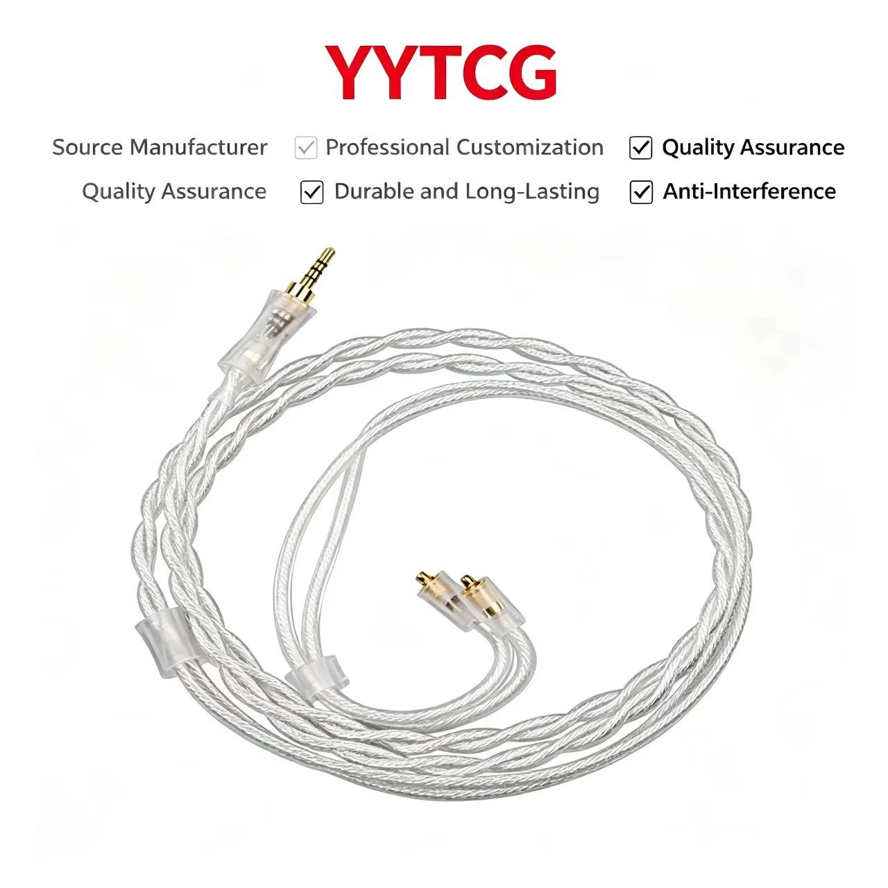 Furukawa Copper Silver Twisted Balanced Headphone Cable 2.5mm MMCX 1.2m
