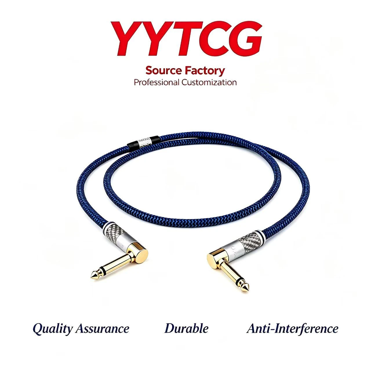 G2 Series Premium Right Angle 6.35mm TS Patch Cable Male Right Angle to Male Right Angle Blue TS Instrument Cord 1m Baked Enamel Plugs for Guitar Pedal and Effe