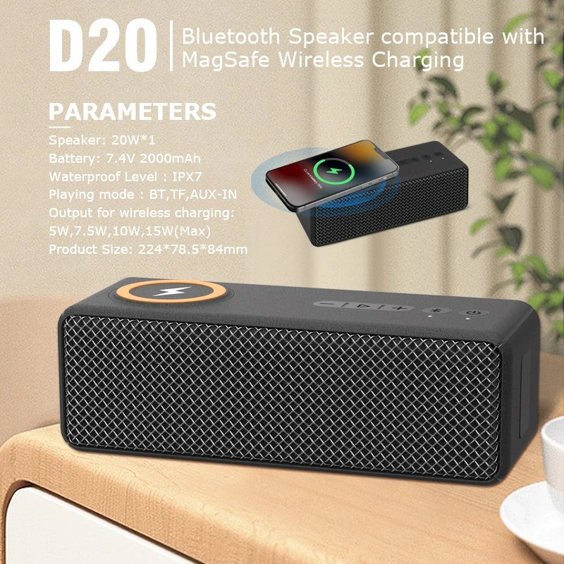 Gadget Technology Wireless Speaker Qi Charging Magnetic Fast Wireless Charger 20W Bass Waterproof Bluetooth Speaker