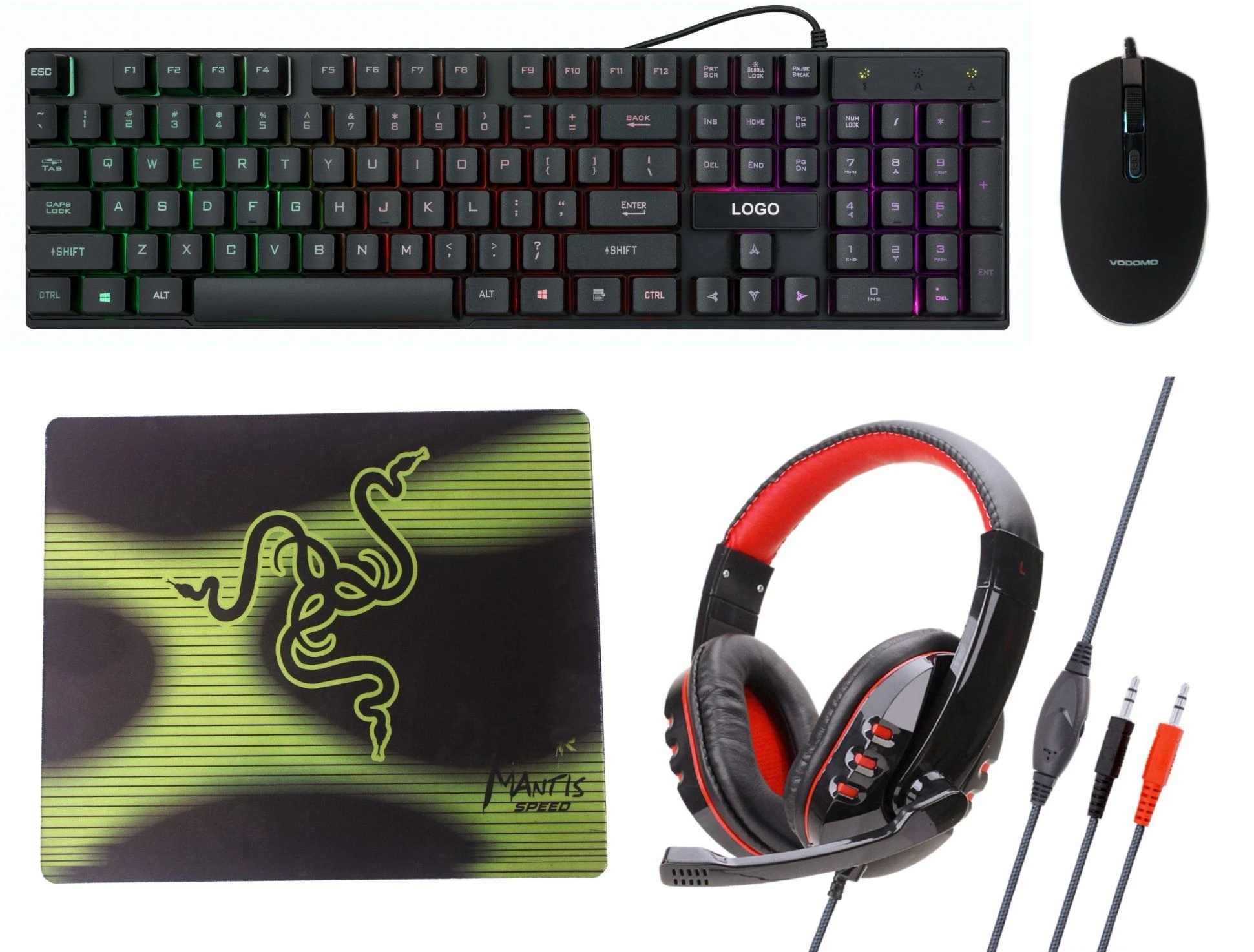 Gaming Combo 4 in 1, Mouse&Keyboard, Headphone, Mouse Pad