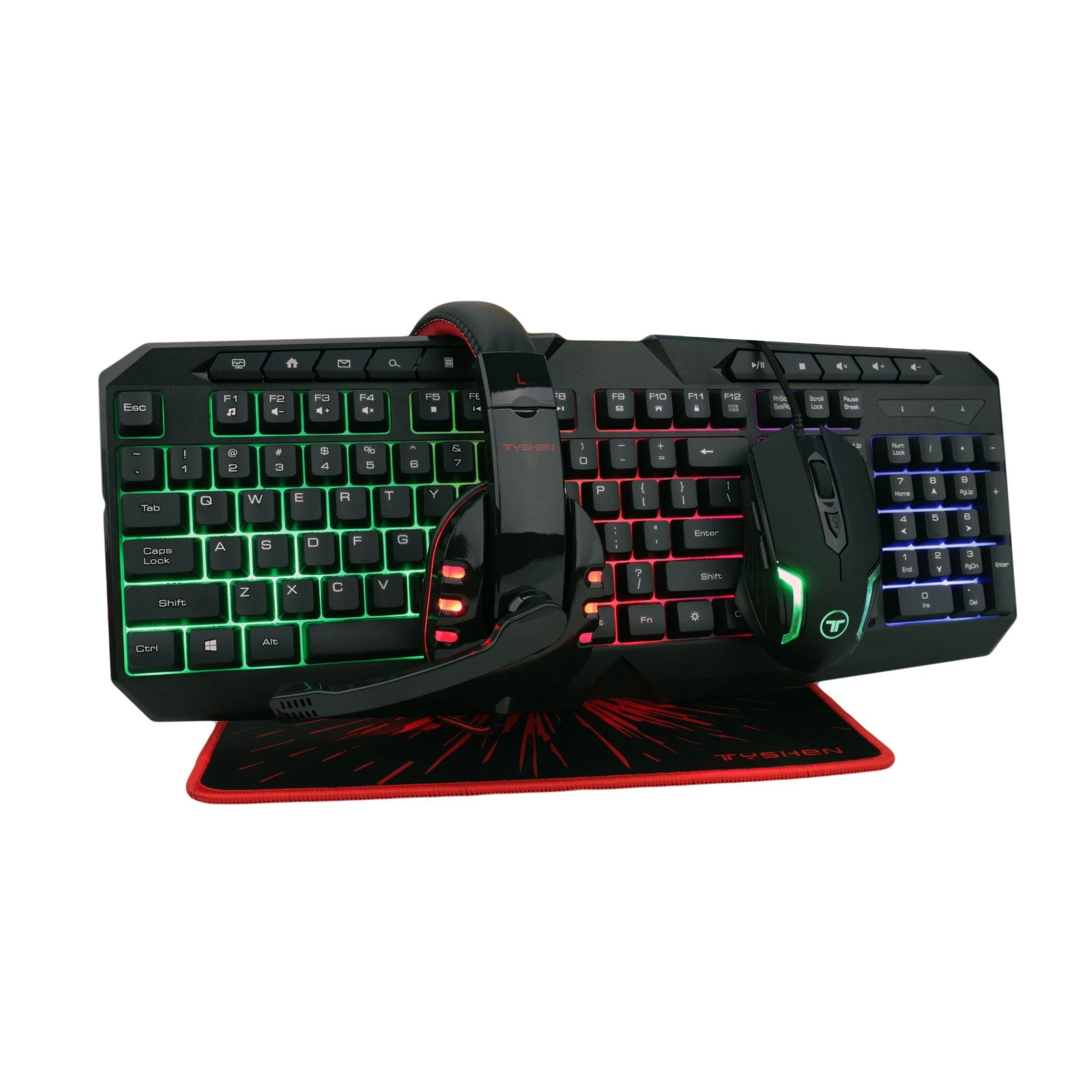 Gaming Combo Kits 4 In1 RGB Backlight Keyboard Mouse Headset and Mouse Pad Four All in One Computer PC Combo Set