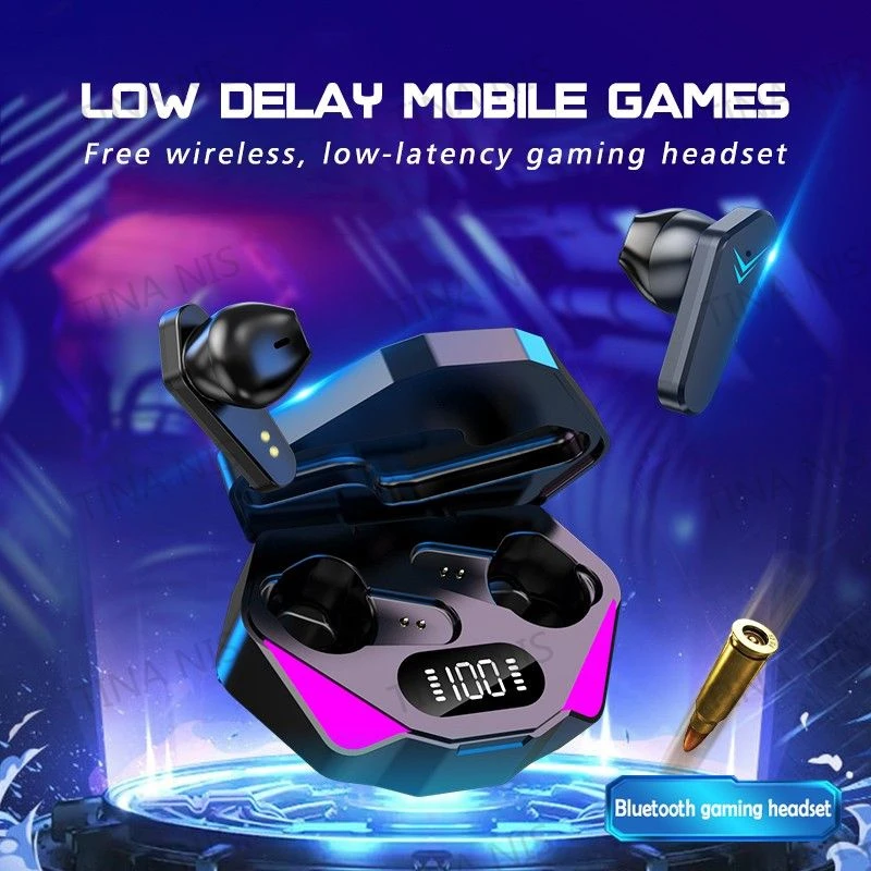 Gaming Earphone Mini True Headphone Magnetic Charging HiFi Sound Sports Headset HD Call Earbuds X15 Wireless Bluetooth 5.0 LED