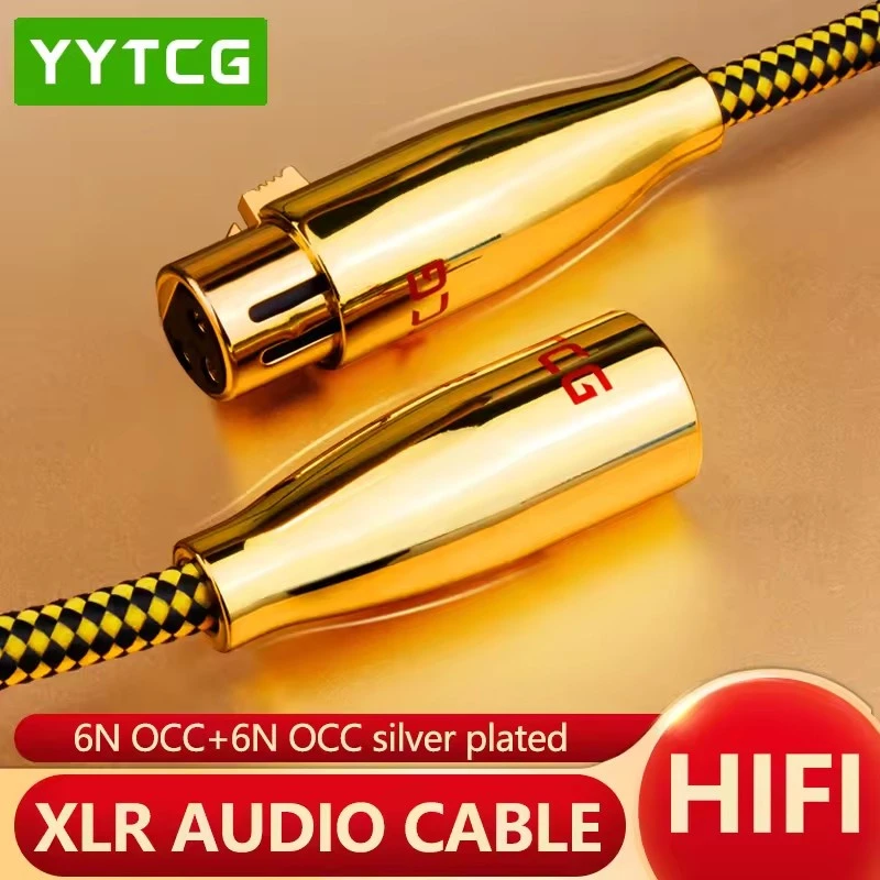 Gold 6n Occ Silver Plated Auxiliary Aux to XLR Balanced Digital Audio Cable for Microphone