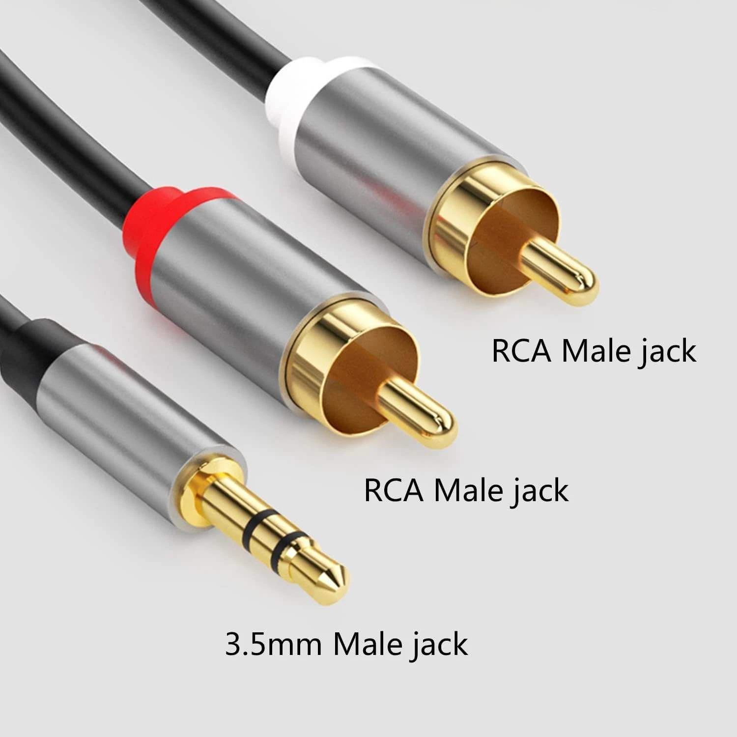Gold-Plated 3.5mm to Dual RCA Stereo Audio Cable Oxygen-Free Copper Shielded Hi-Fi Aux Cable for Home Theater PC TV Hi-Fi System