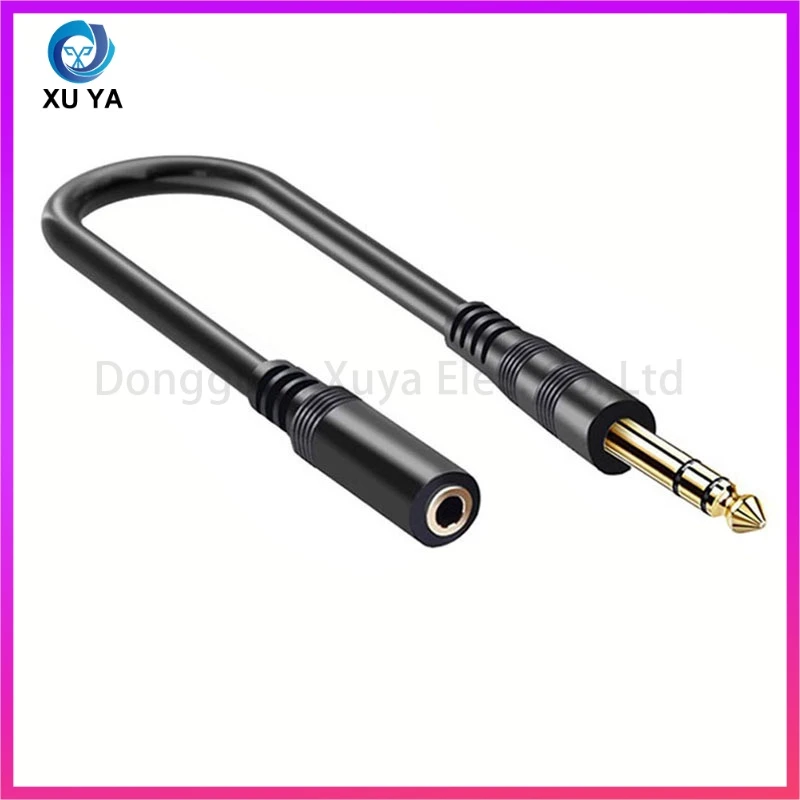 Gold-Plated Connector, 30cm Trs Stereo Adapter Cord, Right Angle 6.35mm to 3.5mm Audio Cable, for Headphones, AMPS and Instruments