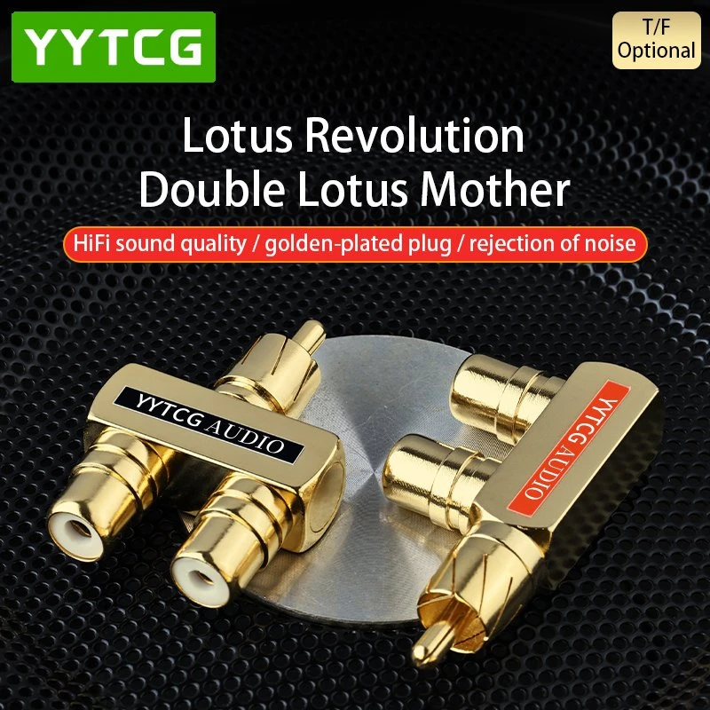 Gold-Plated Copper RCA Male to Dual Female Audio Splitter Adapter for Hi-Fi Amplifier & Speaker Connection