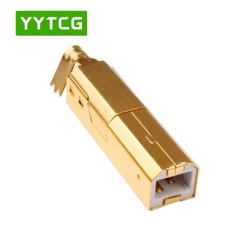 Gold-Plated Phosphor Bronze USB B Plug with High Temp PBT Insulator for Audiophile USB Audio Cable DIY
