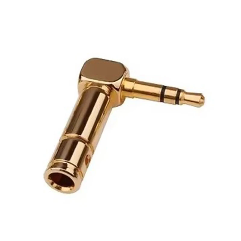 Gold Right-Angle 3.5mm Plug Headphone Connector for Stereo Audio Cable Wiring Terminal