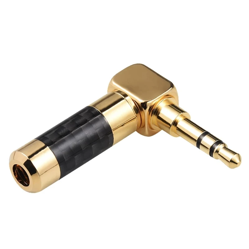 Gold-plated Carbon Fiber 3.5mm Stereo Plug L-shaped Elbow Jack Connector