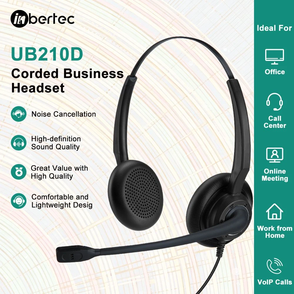 Good Value Ub210 Call Center Headset with Qd Connector Noise Canceling Mic