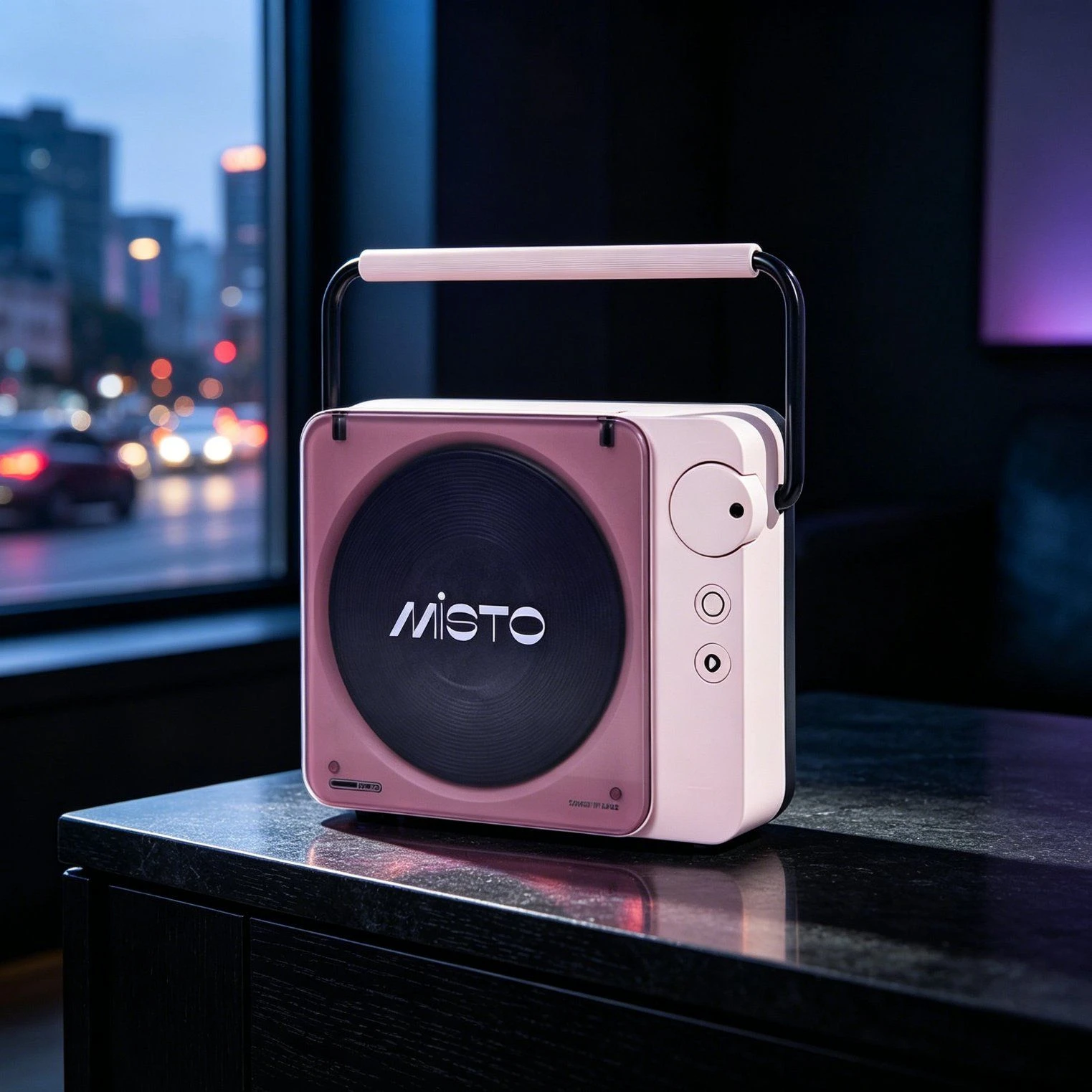 Green Plum Bluetooth Speaker with Rotating Vinyl for Home