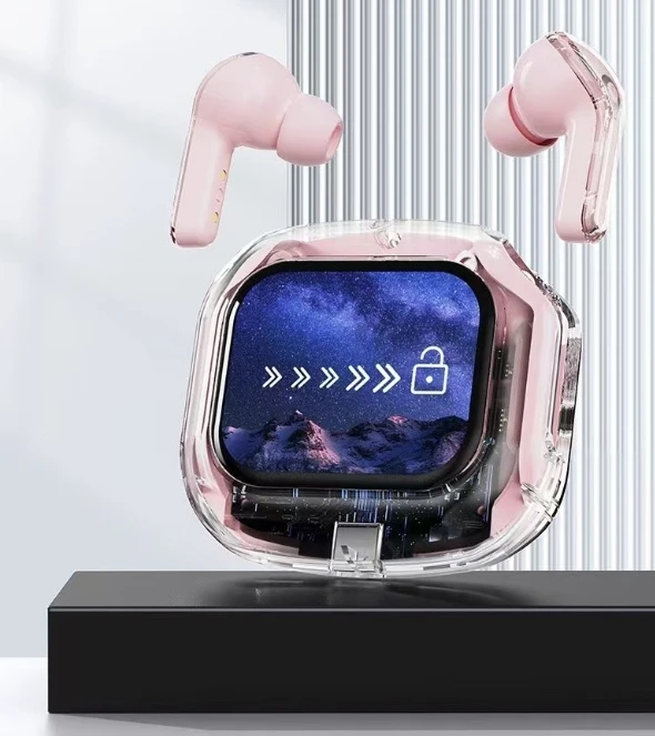 Gt-We-T290-Q20 Model: Stylish Pink LCD Touch Controll Earbuds for All-Day Use